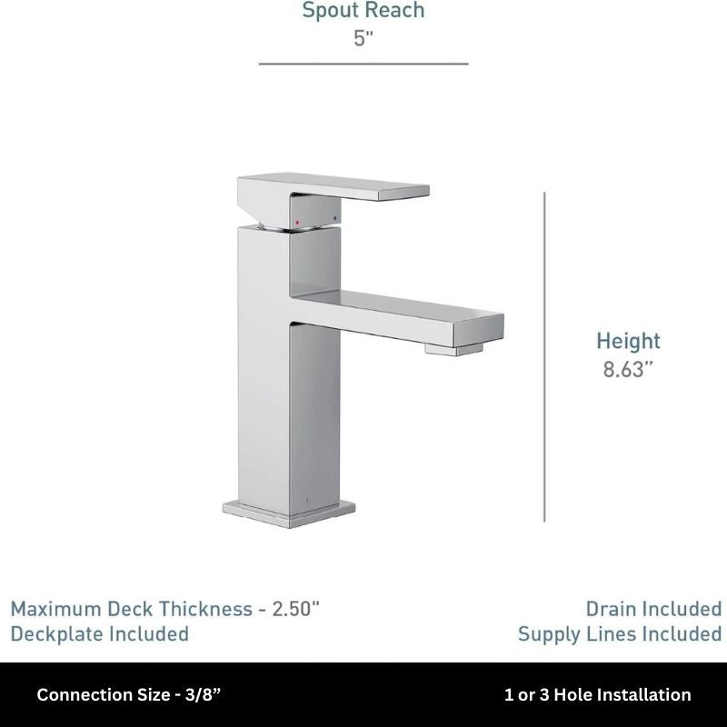 AquaLuxe™ Modern Brushed Single Hole Bathroom Faucet