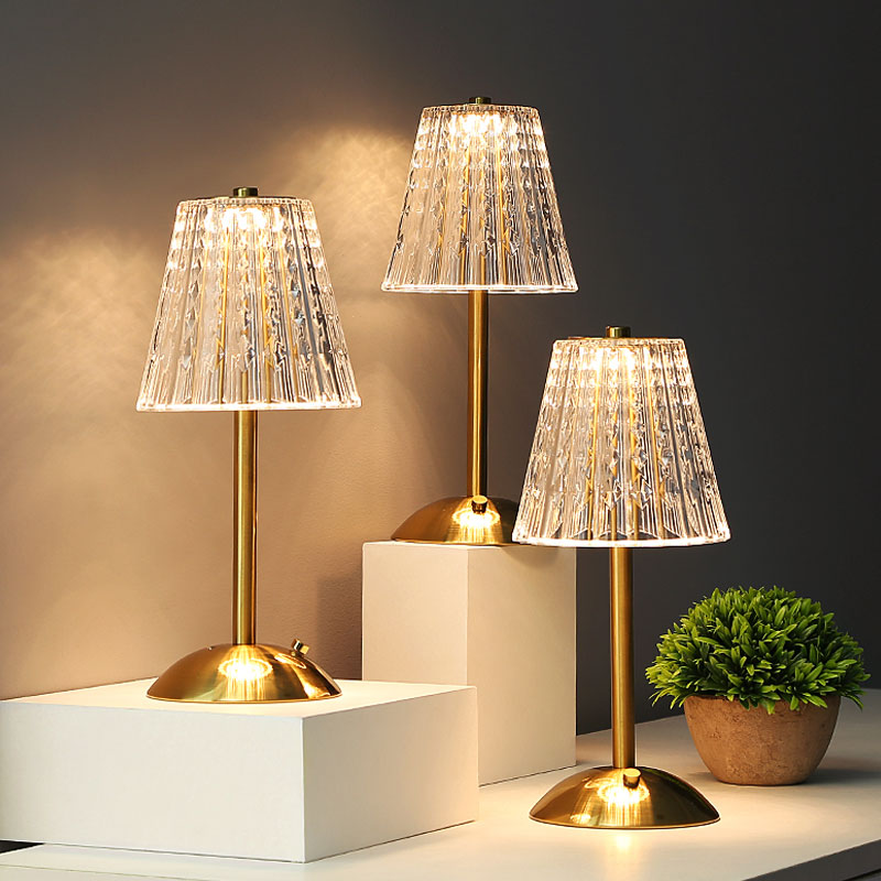 Rechargeable Vintage Crystal Metal Table Lamp