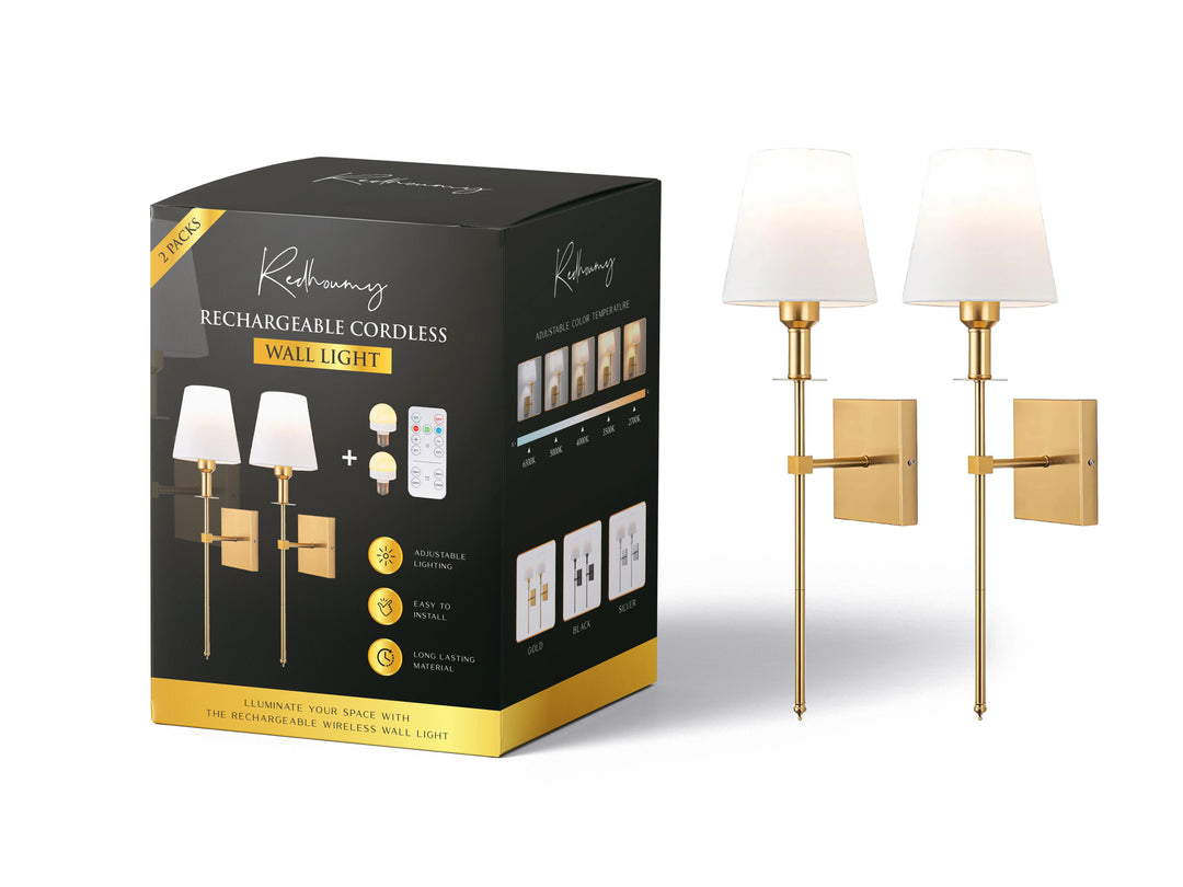 Rechargeable Cordless Wall Light (2 Packs)